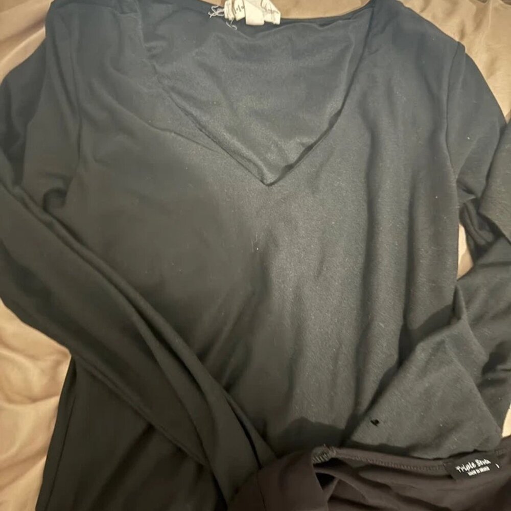 Lot Of 3 Women's V-Neck Short Sleeve Shirts Black Size Small